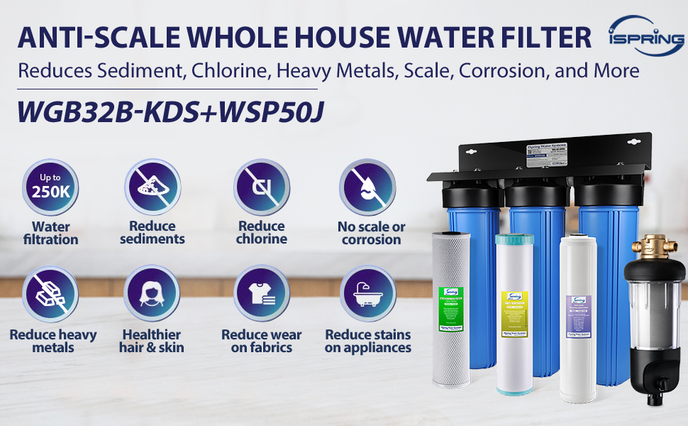 Features of WGB32B-KDS WSP50J Whole House water filtration system