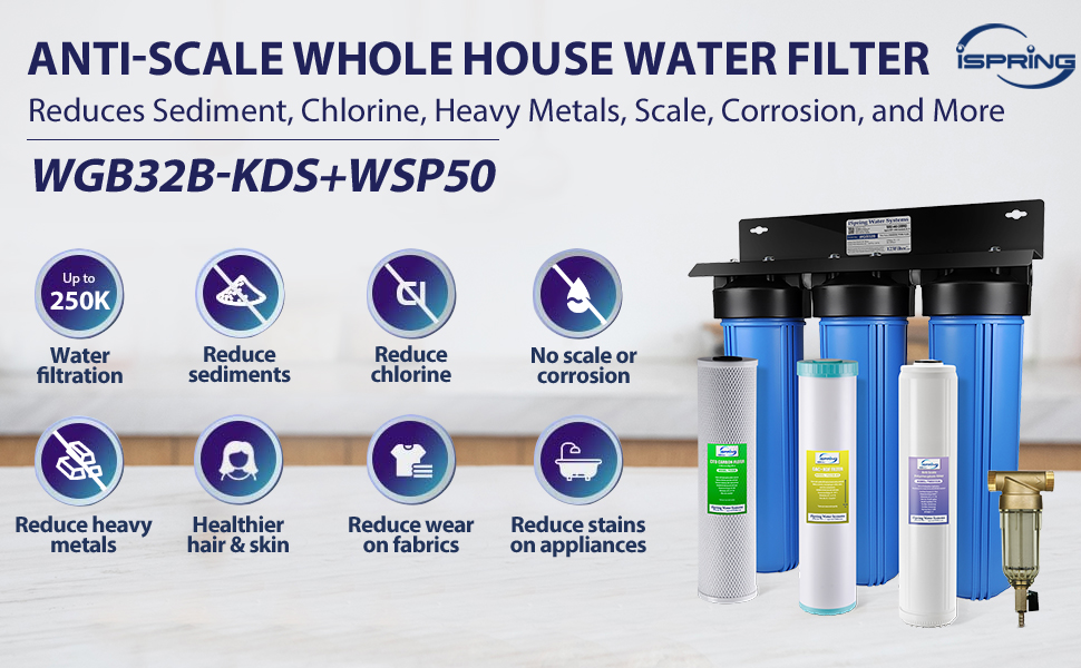 Features of WGB32B-KDS WSP50 Whole House water filtration system